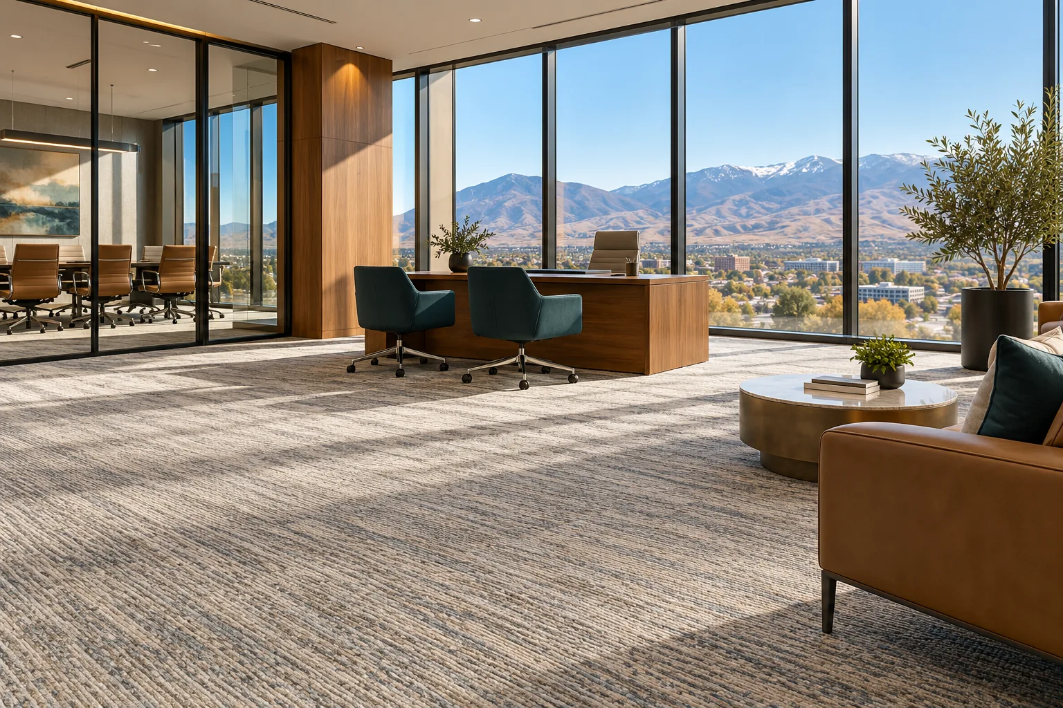 Fresh commercial carpet in an office