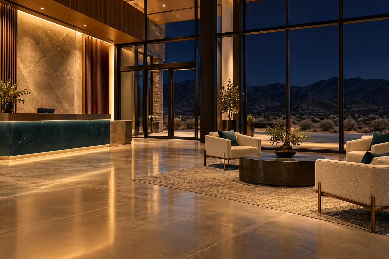 Office lobby at night