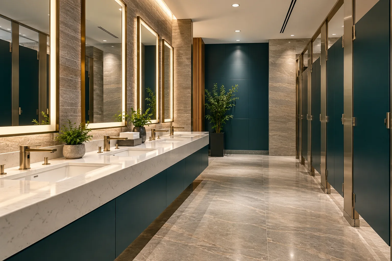 Spotless commercial restroom