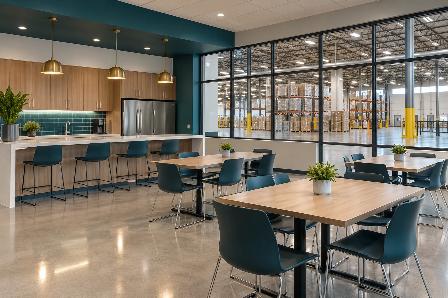 Breakroom inside a distribution center